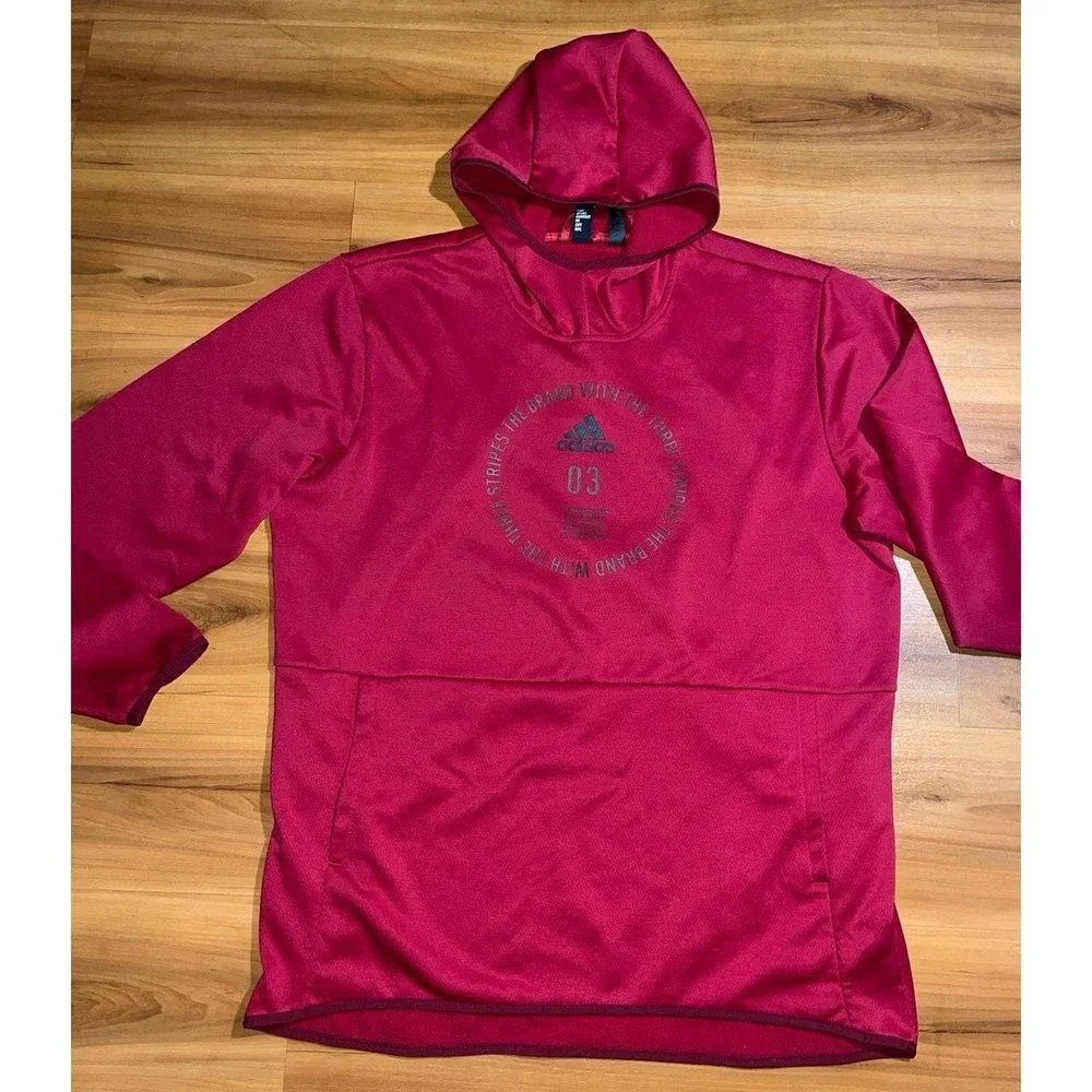 Mens Adidas 3 Stripes Athletic Active Performance Sweatshirt Pullover Hoodie